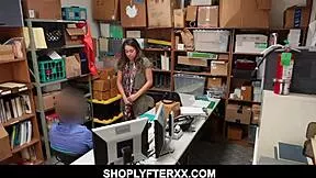 Sexy Inked Brunette Teen Punished Hard for Shoplifting on Shoplyfter
