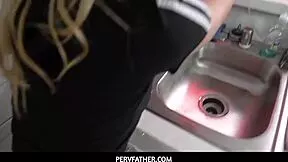 Who Knew Washing Dishes Led To Stepdaddy's Huge Cock Pounding?