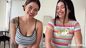 two hot latinas lulita star makarena bent over for mature cock swap cum