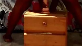 African milf in stockings fucks herself outdoors near house 😈 part 1