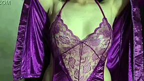 White satin dress clings while i masturbate my huge tits and ass!