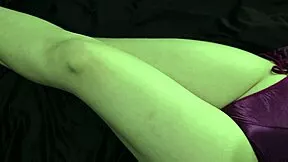 White satin dress clings while i masturbate my huge tits and ass!