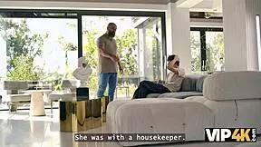 Vip4k. Una fairy with natural tits sucks bfs cock then rides his old man on sofa