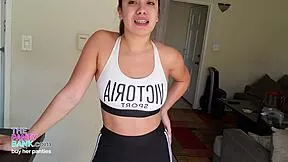young thick latina with braces strips an rubs her pink pussy to squirt orgasm