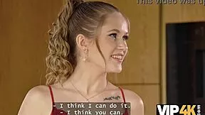 Vip4k. Una fairy with natural tits sucks bfs cock then rides his old man on sofa