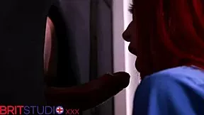 redhead nurse 😍 at gloryhole slurpin cock cumshot facial yay!!