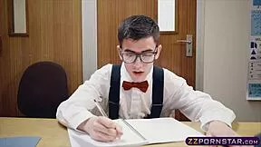 how does nerd's cock feel bending cheerleader over classroom desk?