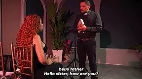 priest pounds nympho slut celeste alba's huge tits and ass tibasins style