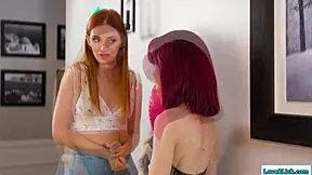 stepsis threesome with redhead fingering and licking?