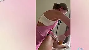 hot wax burns off nurse's legs and pussy hair completely