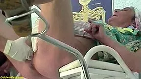 Ugly Granny's Tight Cunt Fisted Roughly by Doctor