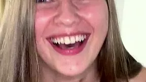 Blonde big tits babe rips clothes for pov deepthroat monster cock handjob