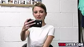 security fucks small tits shoplifter teen's tight pussy in uniform pov