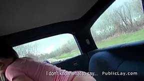 Brunette euro amateur babe hardcore fucked pov in public car pickup