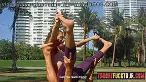 yoga class turns wild when petite latina vivianne de silva gets her face roughly fucked