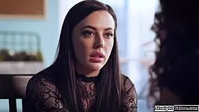 caught cheating slut licking shaved pussy in lesbian domination