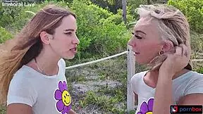 Chloe Temple craves double vaginal from two studs while Khloe Kapri joins the bent-over threesome creampie fun