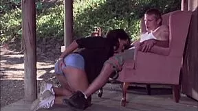 Damn, this latina petite bombshell deepthroats boyfriend's monster cock outdoors then begs for hard fucking!