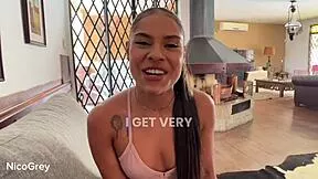 Petite Latina Teen's Extreme Sloppy Deepthroat Rimjob and Cum Gush in POV Interview Casting