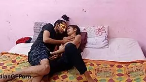 Skinny Indian Teen's Soft Romantic Fuck with Boyfriend's Natural Tits Bouncing