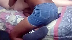 Petite black slut delivers insane handjob blowjob at crowded hostel