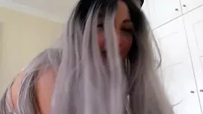 damn cat girl teen 18+ rides huge cock cowgirl like a pro in cosplay creampie finish