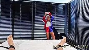 stepsister lola myluv punishes bro by tying and riding him senseless on halloween