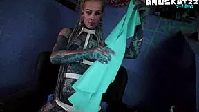 Skinny Inked Teen Fingers Ass Fists Gapes Squirts Prolapses Solo Dildo Play