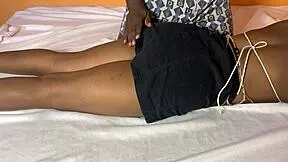 I found hot african stepsis asleep in mini skirt on my bed, time to fuck! 😏🛏️