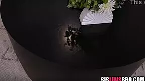 Stepbro tricks stepsis into taboo skinny pussy fuck pov