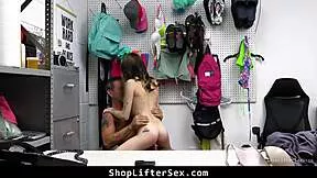 Backroom cop strips rips clothes punishes shoplifter teen deepthroat doggystyle cowgirl garage fuck?