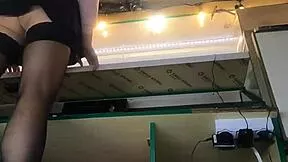 tracy teases with upskirt flashes at work in stockings part 3