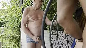 hey old man check us out fucking anal outdoors while you watch