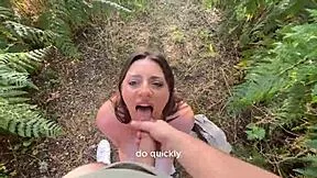 luna doll hints at sloppy deepthroat and ball licks amid forest shadows