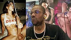 Horny petite transgender babe with big breasts and long cock gets ass fucked by BBC cum covered