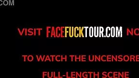 Petite latina teen's heart pounds deepthroating monster cock on knees like a total slut