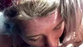 topless pretty hooker rubs cock on face after cum load in mouth - ready for facial?