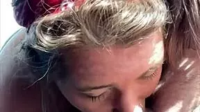 topless pretty hooker rubs cock on face after cum load in mouth - ready for facial?