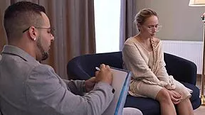 psychologist stretches cute blonde's pussy raw doggystyle on sofa