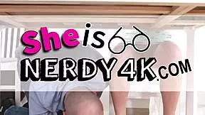 Whoa! This cute nerdy teen rides without panties in her private lesson - full scene awaits!