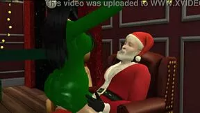 sofey and aishah get into christmas fun together outdoors