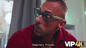 vip4k. the virtual game turns real as daddy gives sons-girlfriend a cumshot ride