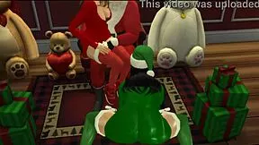 sofey and aishah get into christmas fun together outdoors