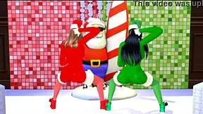 sofey and aishah get into christmas fun together outdoors