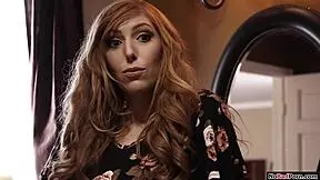 european brunette babe licks stepmom's wet pussy while petite milf fingers her small tits hungrily