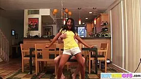 brookeskye teases with lesbian striptease, dancing and wiggling her small tits