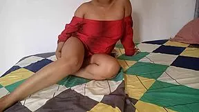 Alone at friend's house, spot her bro's hard cock and finger pussy to make him watch