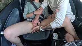 stepdad finger fucks cute teen while driving what a risky thrill