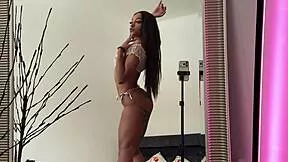 cute ebony ass shakes as clothes rip during slow striptease tease
