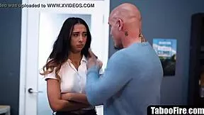 Creepy teacher roughly pounds hot 18yo brunette stepdaughter's tight pussy
